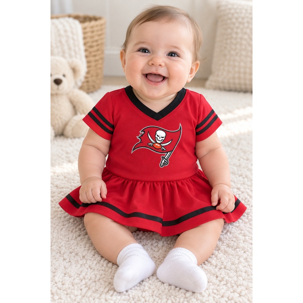 Gerber NFL Team Apparel Kids Red Tampa Bay Buccaneers Cheerleader Dress Sz 3-6 M